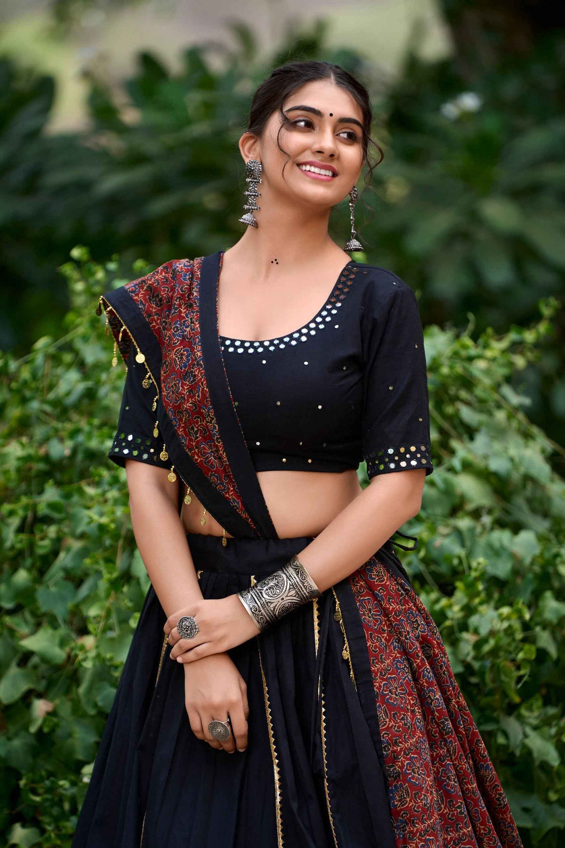 Black Pure Soft Pure Cotton Plain With Gota Patti Navratri Chaniya Choli