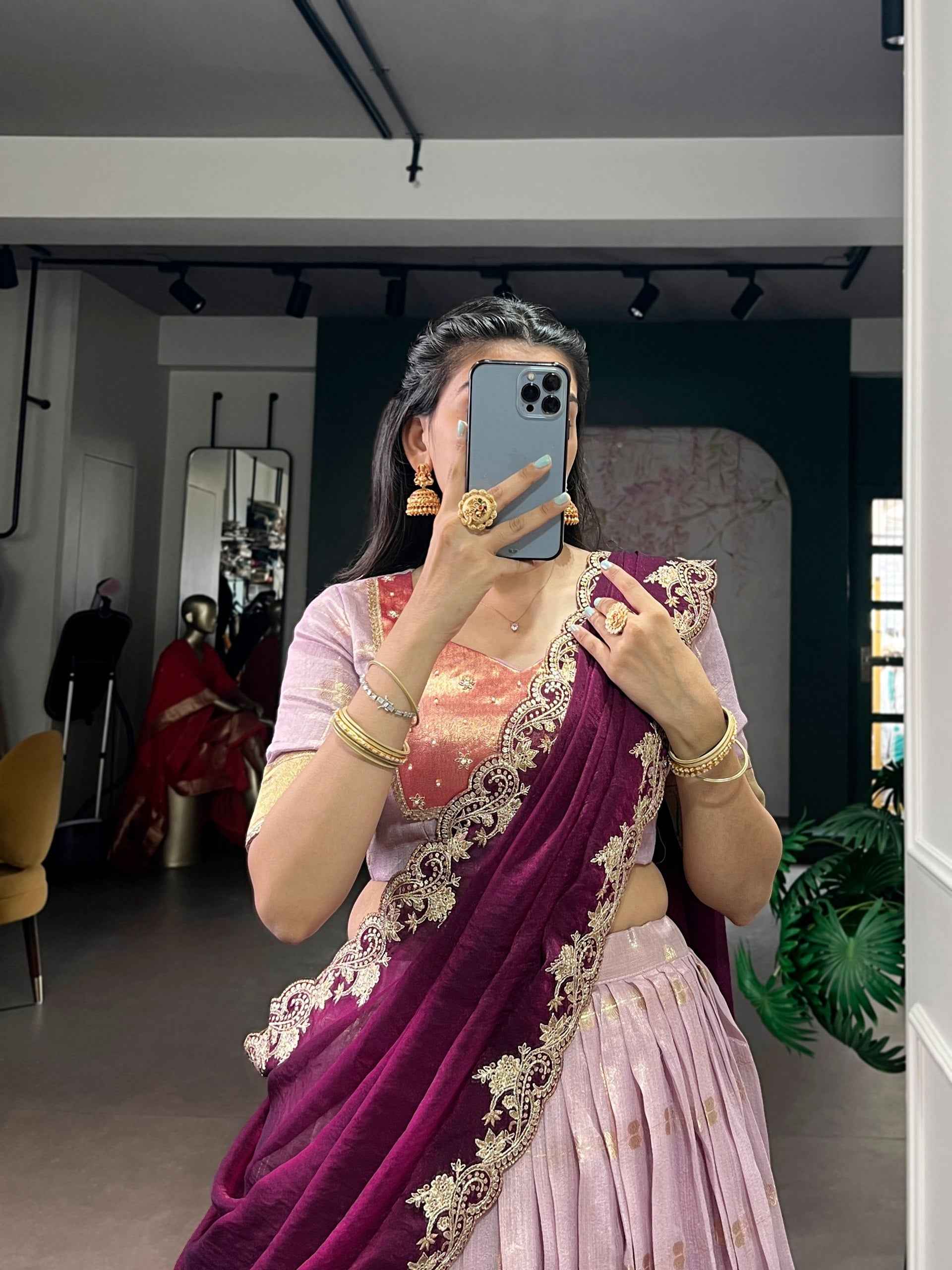 Pink Pure Soft Slub Kota Zari Weaving Work Paithani Lehenga Choli