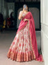 Red Pure Soft Dola Chex Floral Printed With Zari Weaving Work Lehenga Choli