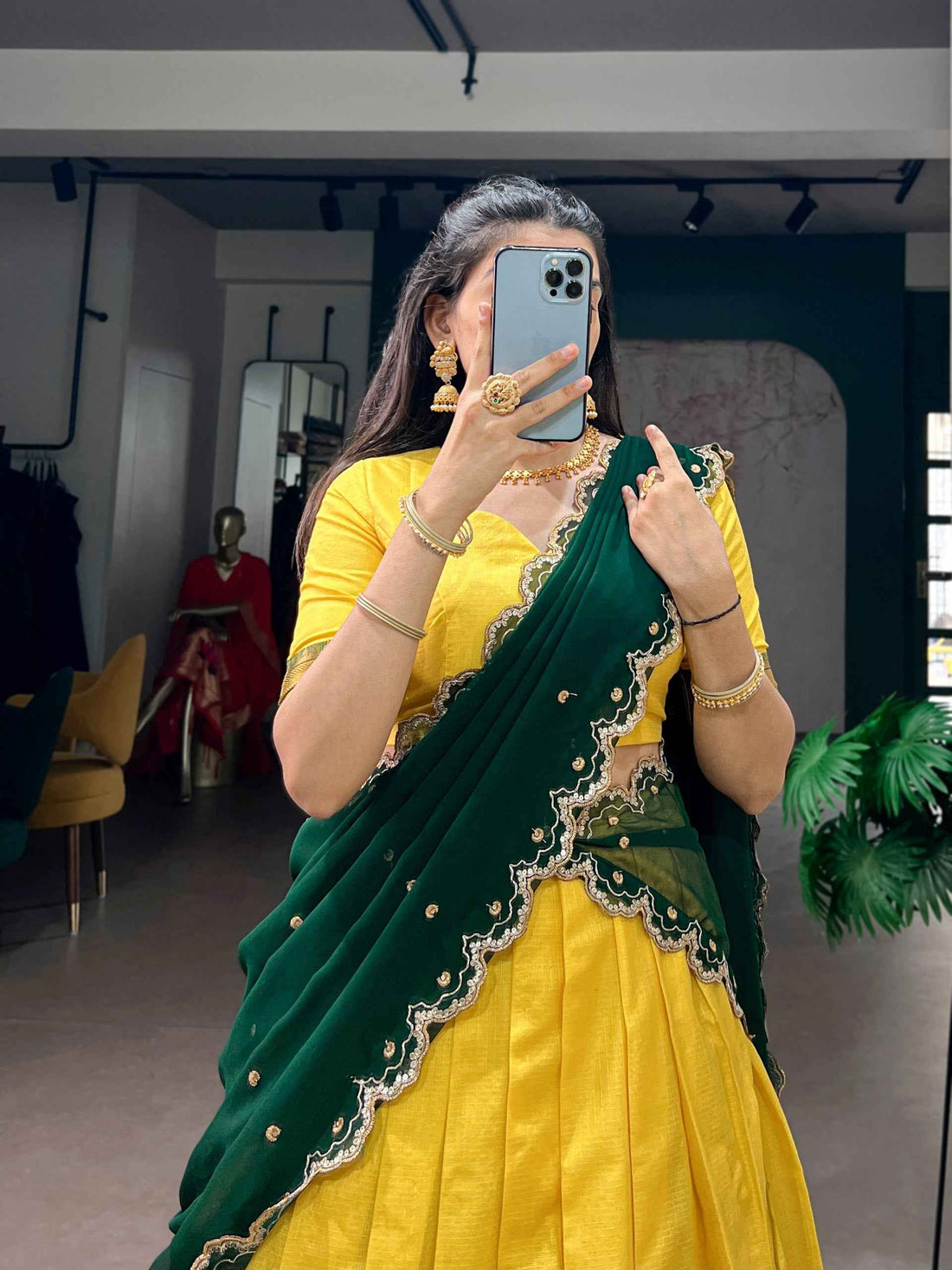 Yellow Pure Soft Cotton Silk Zari Weaving Work Paithani Lehenga Choli