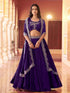 Purple Pure Rangoli Silk Tube Beads with Sequence Thread Embroidery Work Lehenga Choli