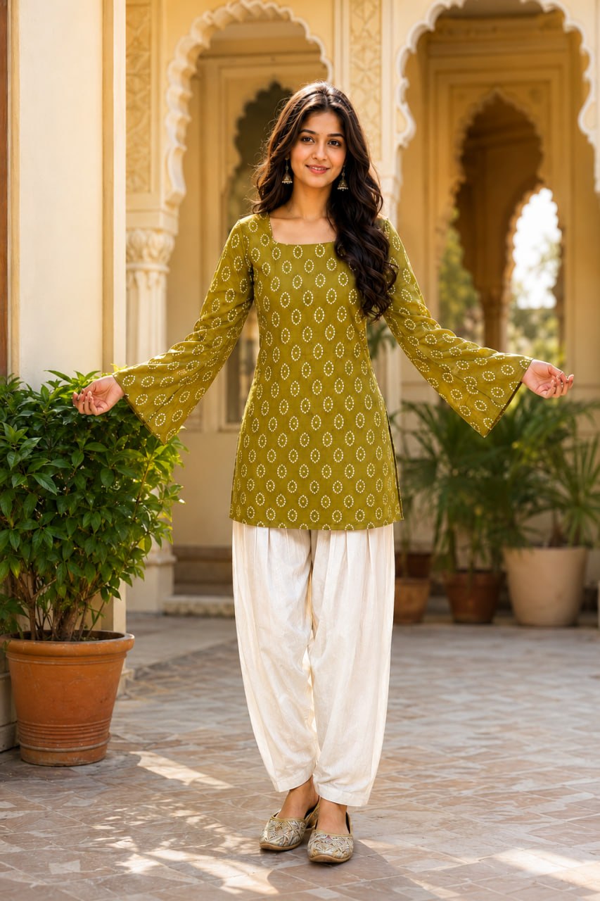 Mahendi Pure Soft Cotton with Bandhej Print Kurti Pent