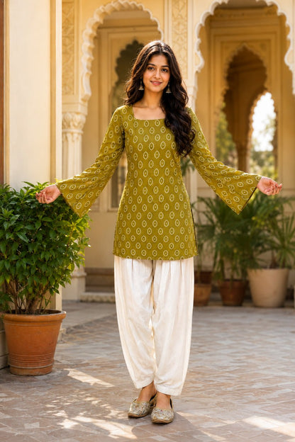 Mahendi Pure Soft Cotton with Bandhej Print Kurti Pent