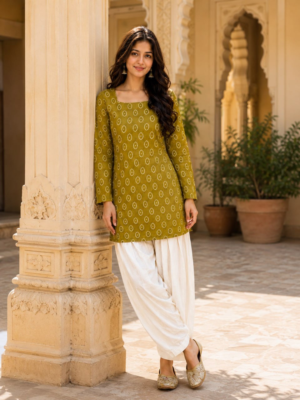 Mahendi Pure Soft Cotton with Bandhej Print Kurti Pent