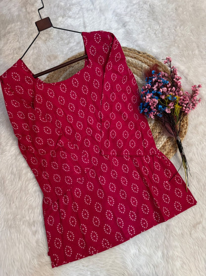 Pink Pure Soft Cotton with Bandhej Print Kurti Pent