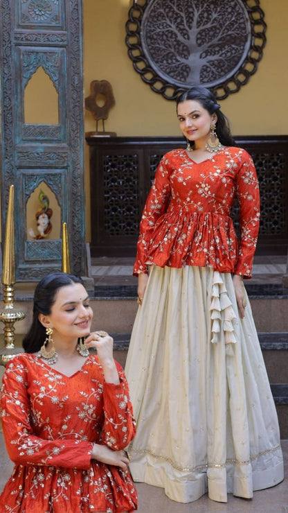 Fanta Pure Cosmos with Zari &amp; Sequins Embroidery Work Navratri Lehenga Choli