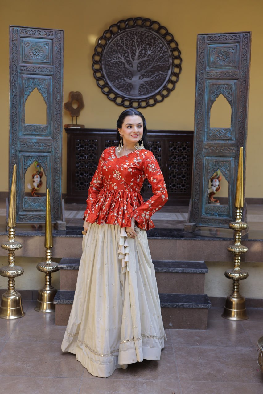 Fanta Pure Cosmos with Zari &amp; Sequins Embroidery Work Navratri Lehenga Choli