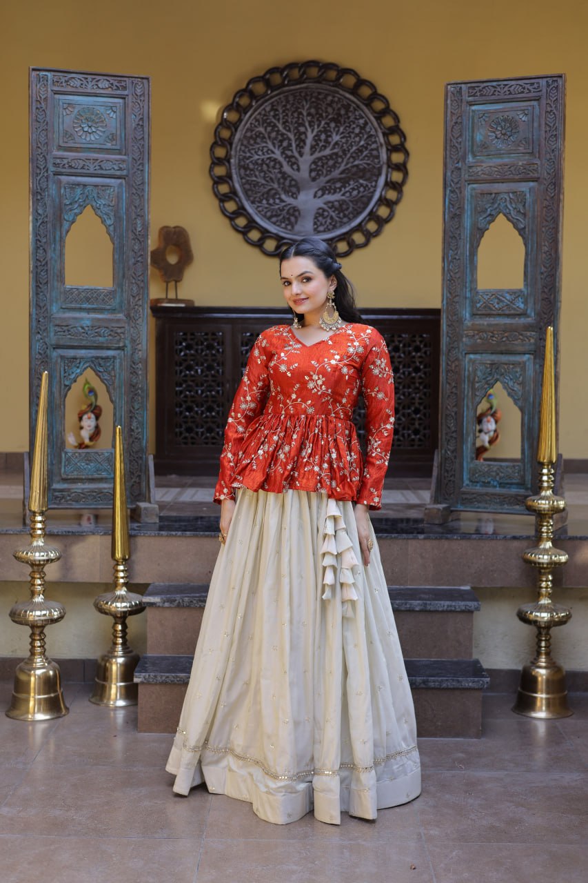 Fanta Pure Cosmos with Zari &amp; Sequins Embroidery Work Navratri Lehenga Choli