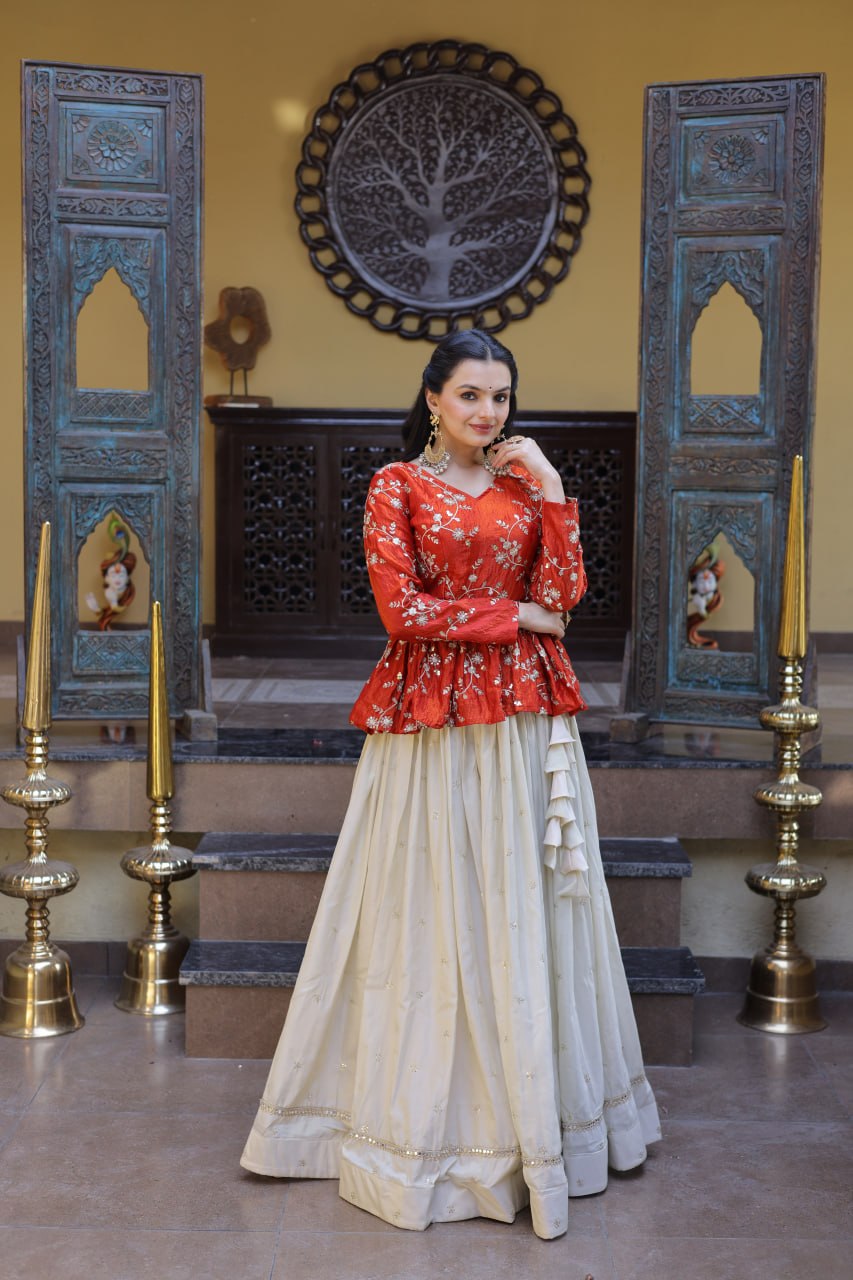 Fanta Pure Cosmos with Zari &amp; Sequins Embroidery Work Navratri Lehenga Choli