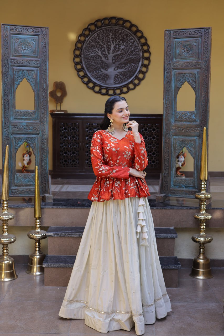 Fanta Pure Cosmos with Zari &amp; Sequins Embroidery Work Navratri Lehenga Choli