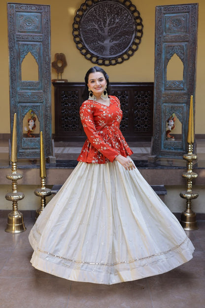 Fanta Pure Cosmos with Zari &amp; Sequins Embroidery Work Navratri Lehenga Choli