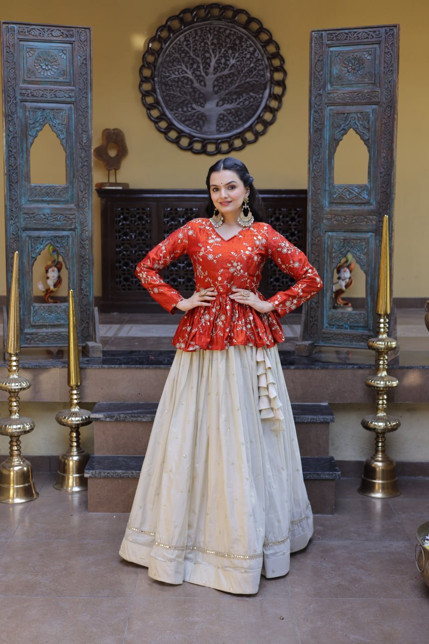 Fanta Pure Cosmos with Zari &amp; Sequins Embroidery Work Navratri Lehenga Choli