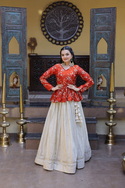 Fanta Pure Cosmos with Zari &amp; Sequins Embroidery Work Navratri Lehenga Choli