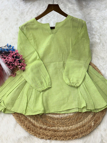 Parrot Pure Soft Linen Cotton Kurti Pent