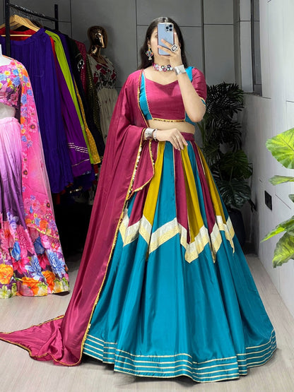 Multicolour Pure Rayon Cotton Navratri Lehenga Choli