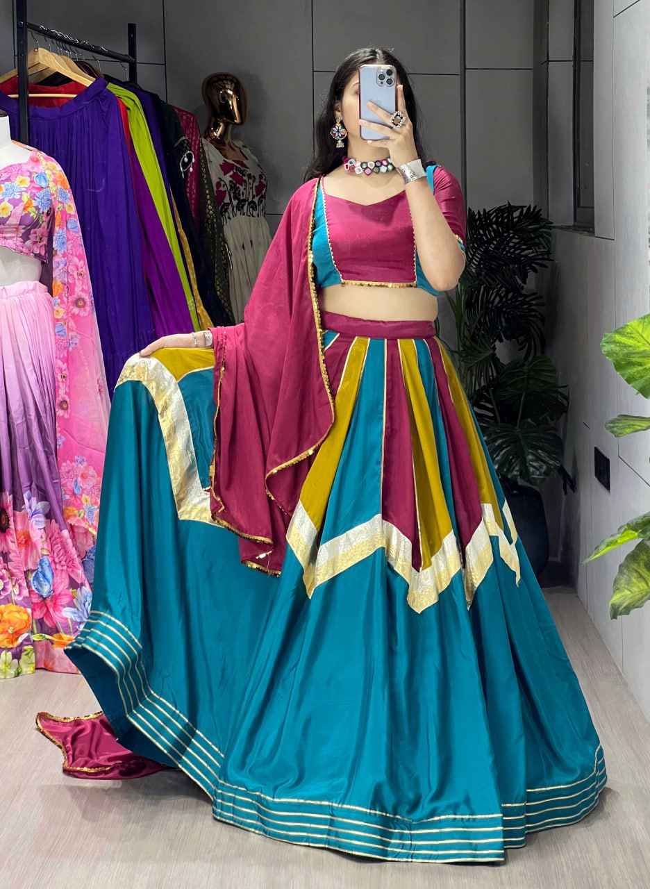 Multicolour Pure Rayon Cotton Navratri Lehenga Choli