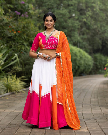 Wine Pure Rayon Cotton Gotta Patti Work Navratri Lehenga Choli