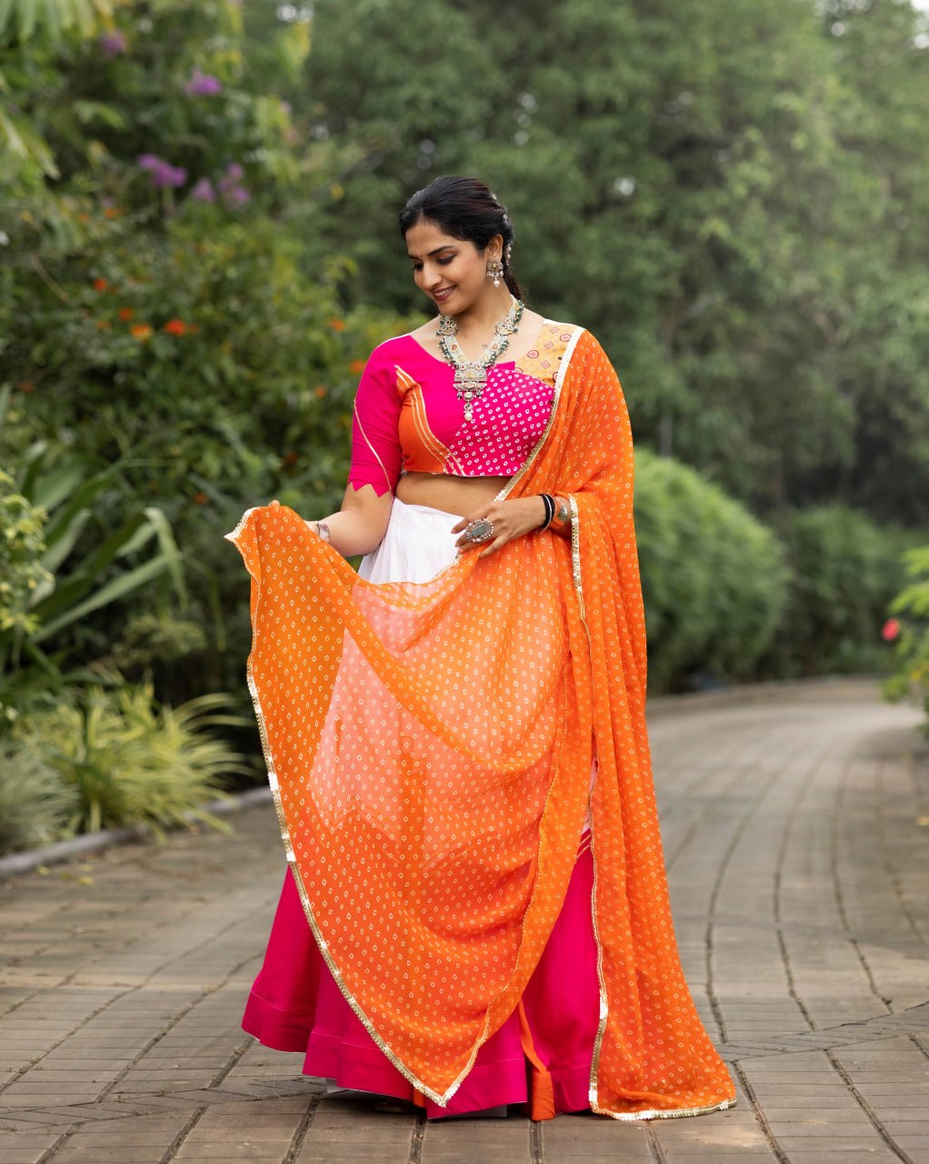 Wine Pure Rayon Cotton Gotta Patti Work Navratri Lehenga Choli