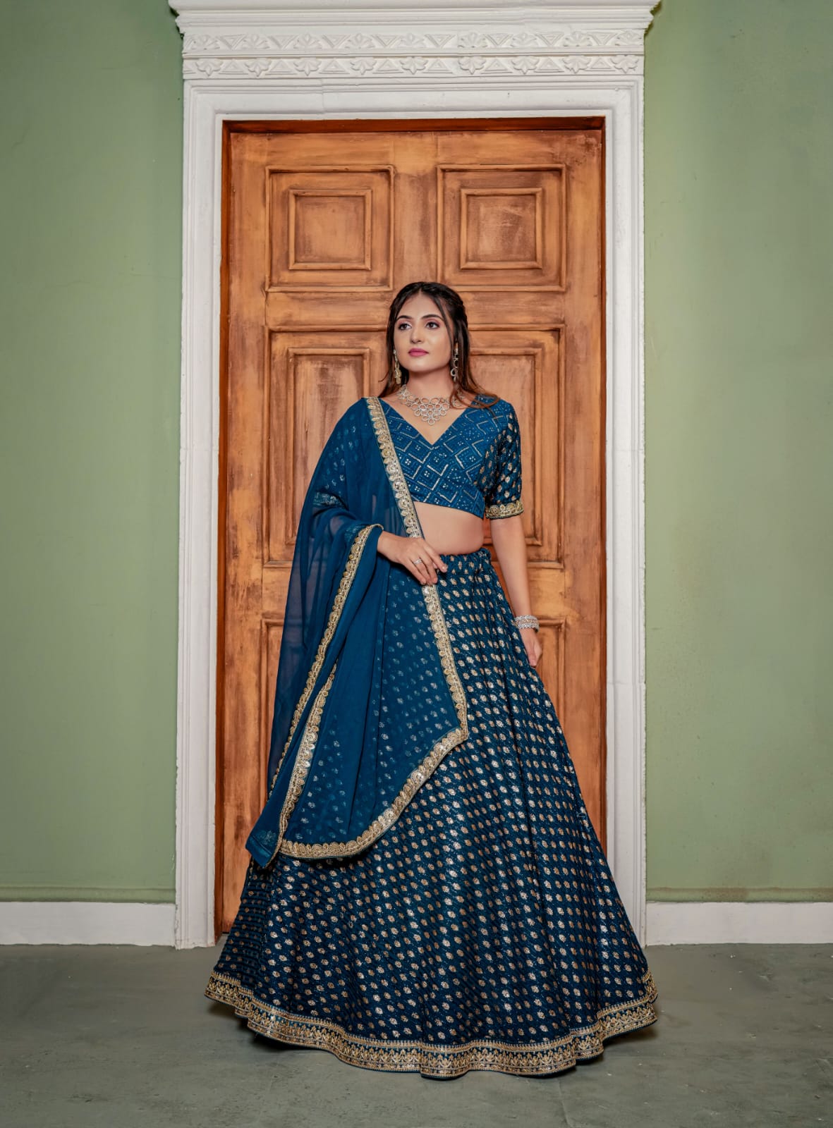 Rama Pure Heavy Georgette Heavy Foil Print Mother Daughter Matching Combo Lehenga Choli