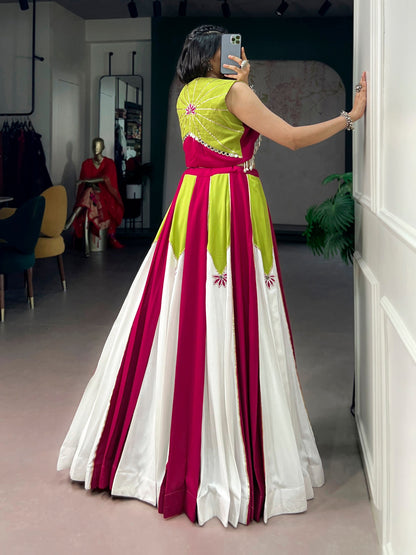 Yellow Pure Rayon Pure Rayon Gotta Patti Work Navratri Lehenga Choli