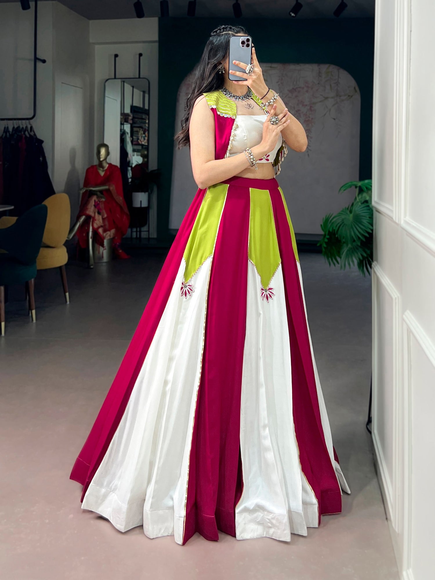 Yellow Pure Rayon Pure Rayon Gotta Patti Work Navratri Lehenga Choli