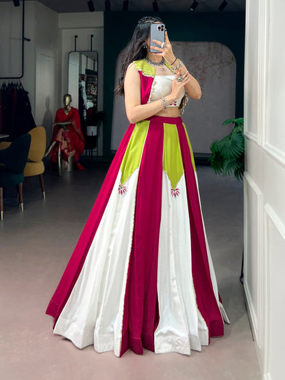 Yellow Pure Rayon Pure Rayon Gotta Patti Work Navratri Lehenga Choli