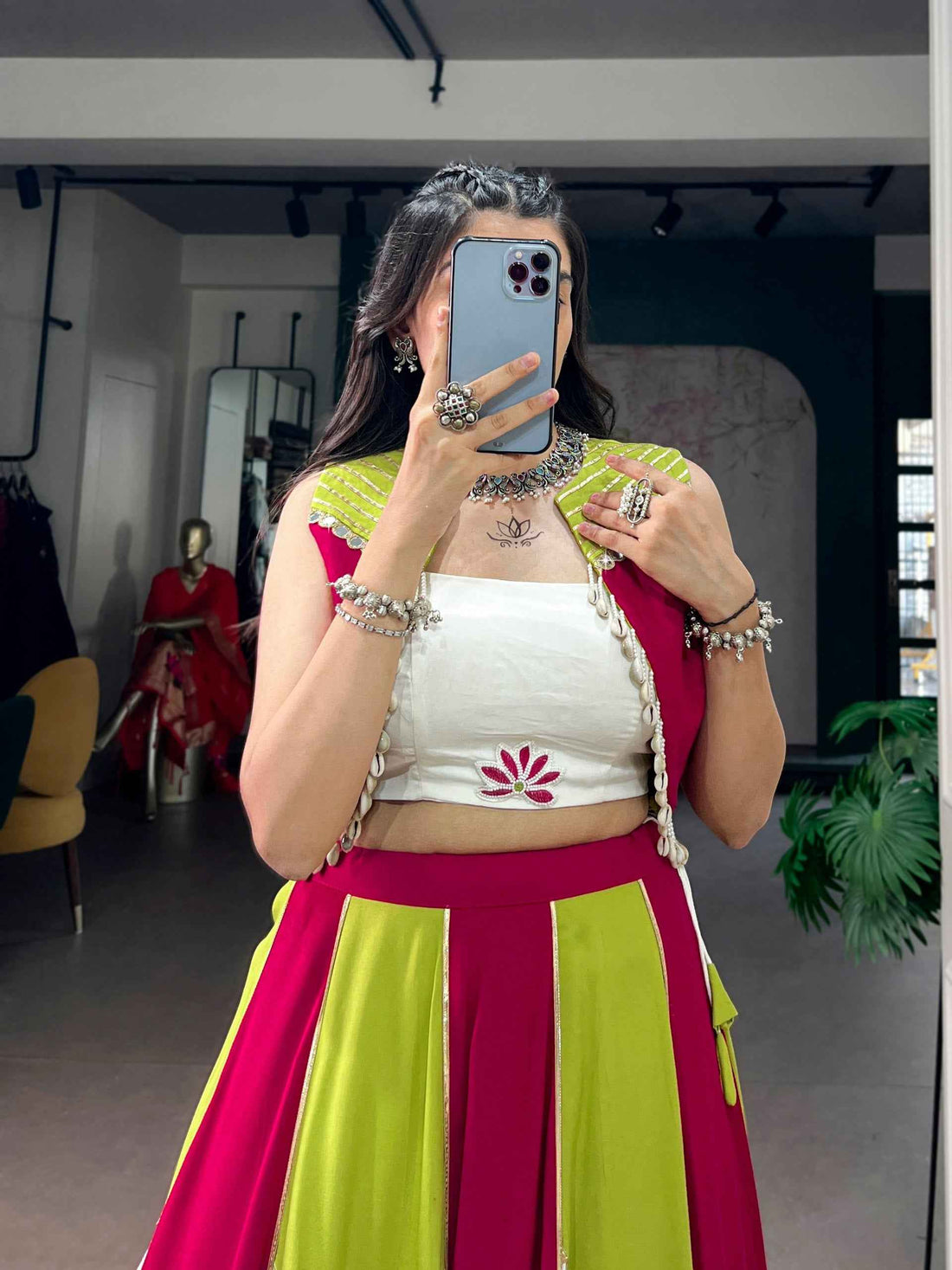 Yellow Pure Rayon Pure Rayon Gotta Patti Work Navratri Lehenga Choli
