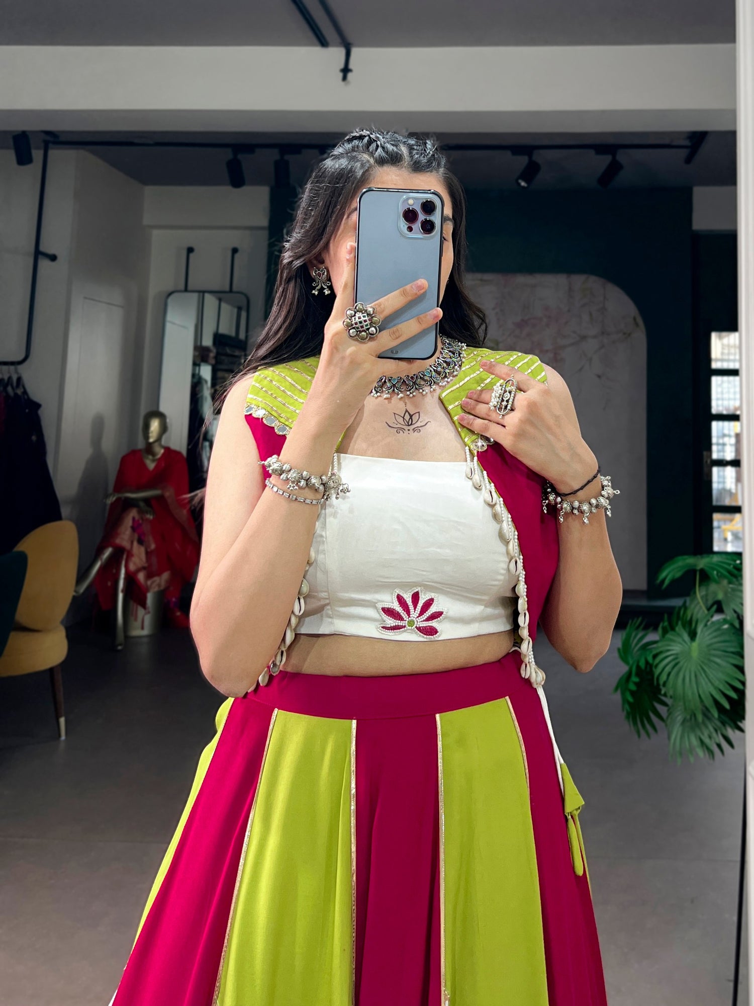 Yellow Pure Rayon Pure Rayon Gotta Patti Work Navratri Lehenga Choli