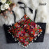 Black Pure Cotton Heavy Thread + Kaudi & Hand Mirror Work Navratri Blouse