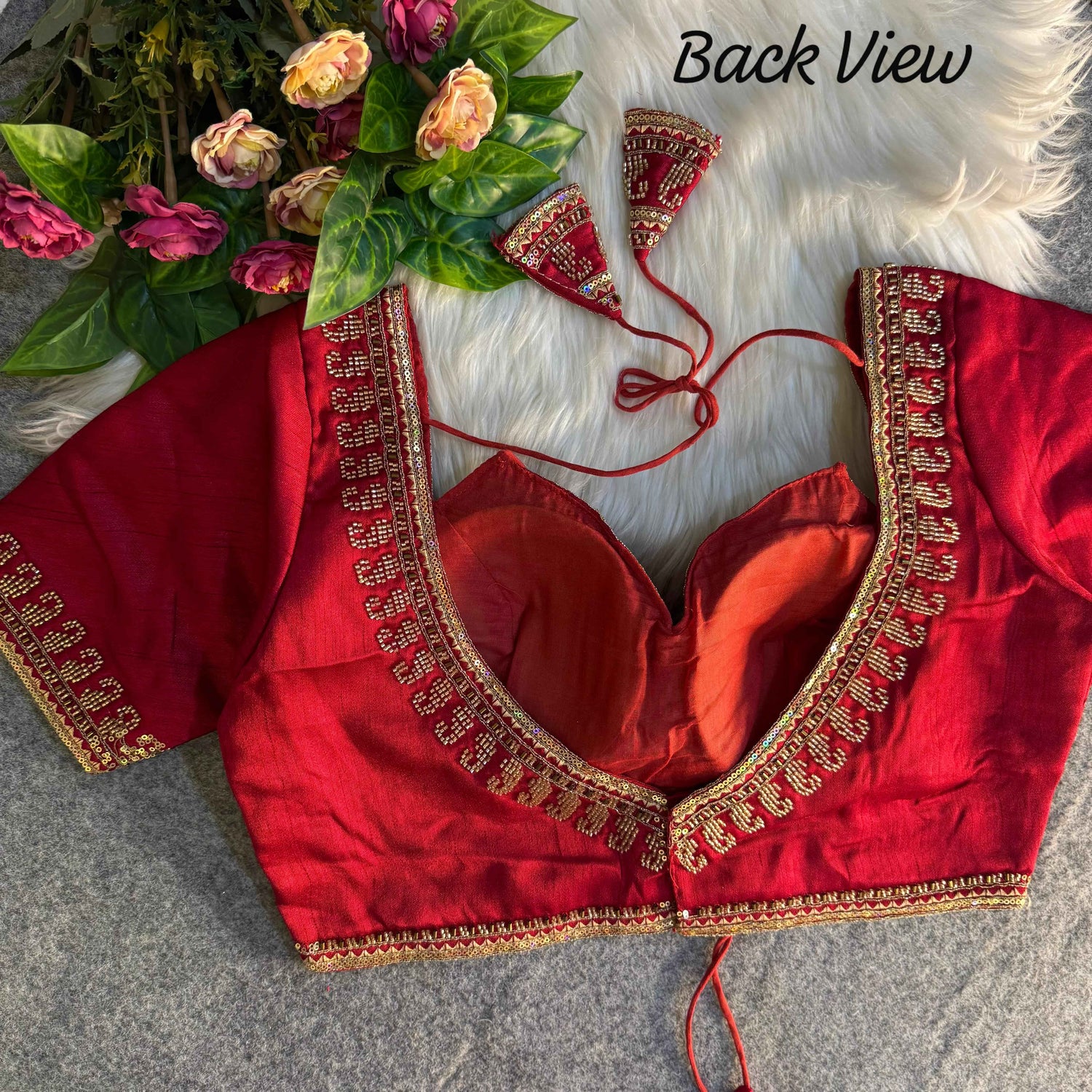 Maroon Pure Soft Italian Silk Heavy Jari Sequence &amp; Beads Thread Work Blouse