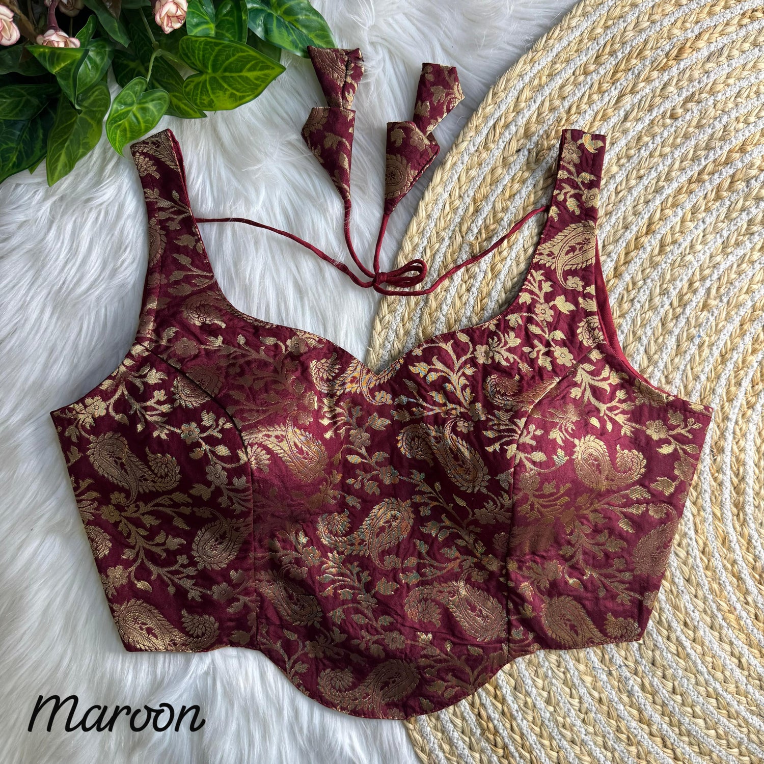 Maroon Pure Heavy Jari With Tricot Fuising Banarasi Blouse