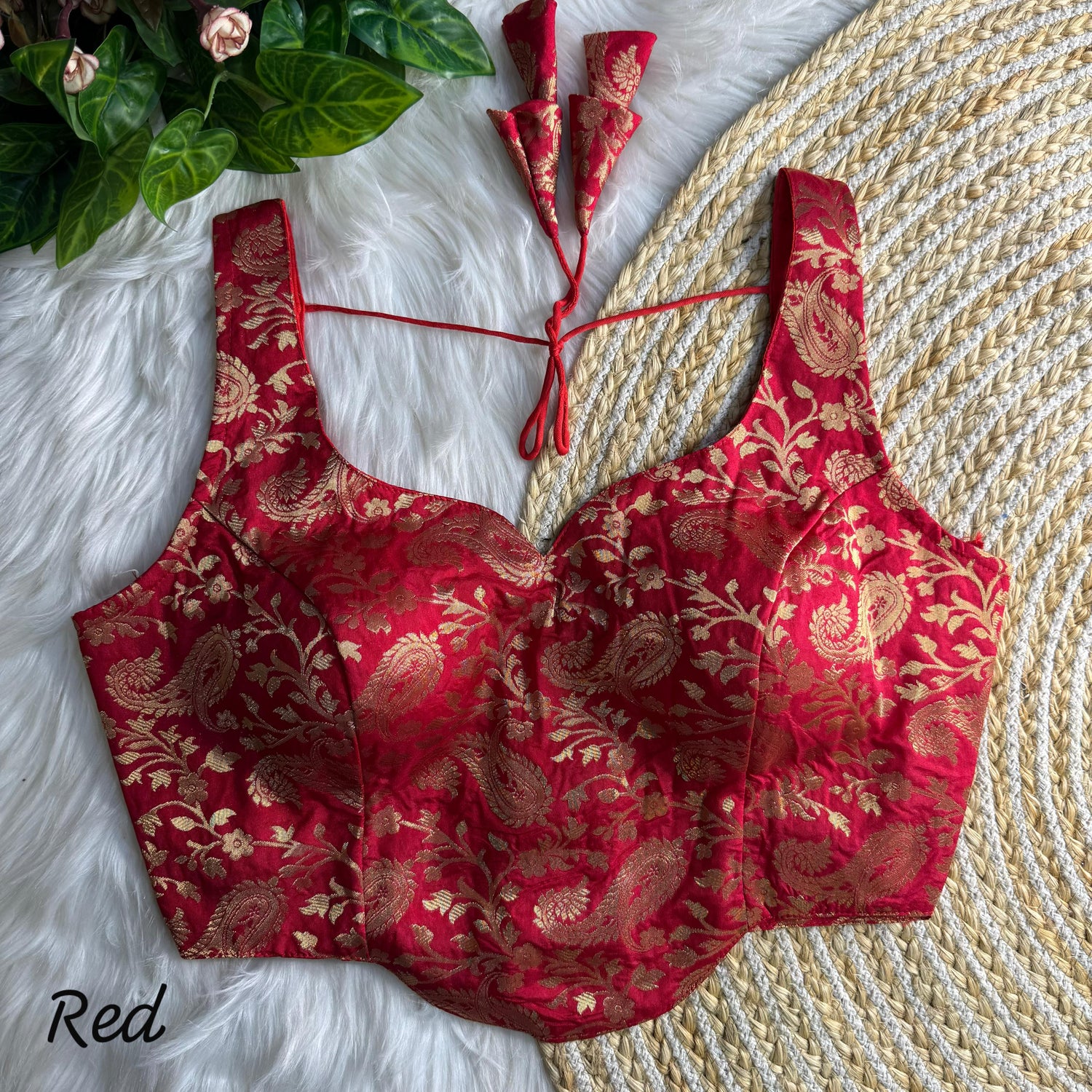 Red Pure Heavy Jari With Tricot Fuising Banarasi Blouse