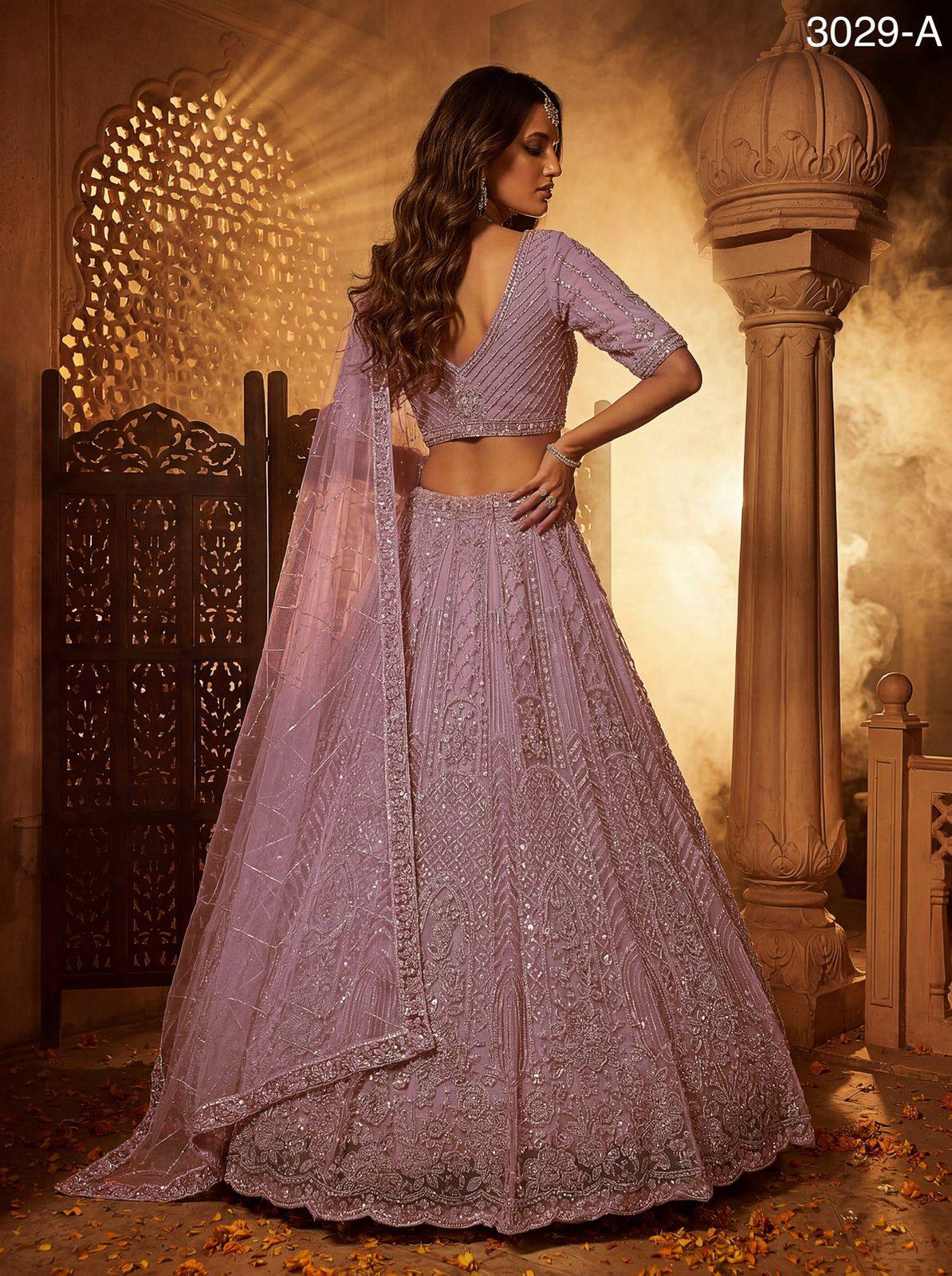 Pink Pure Soft Heavy Net Fancy Embroidery Work Bridal Lehenga Choli