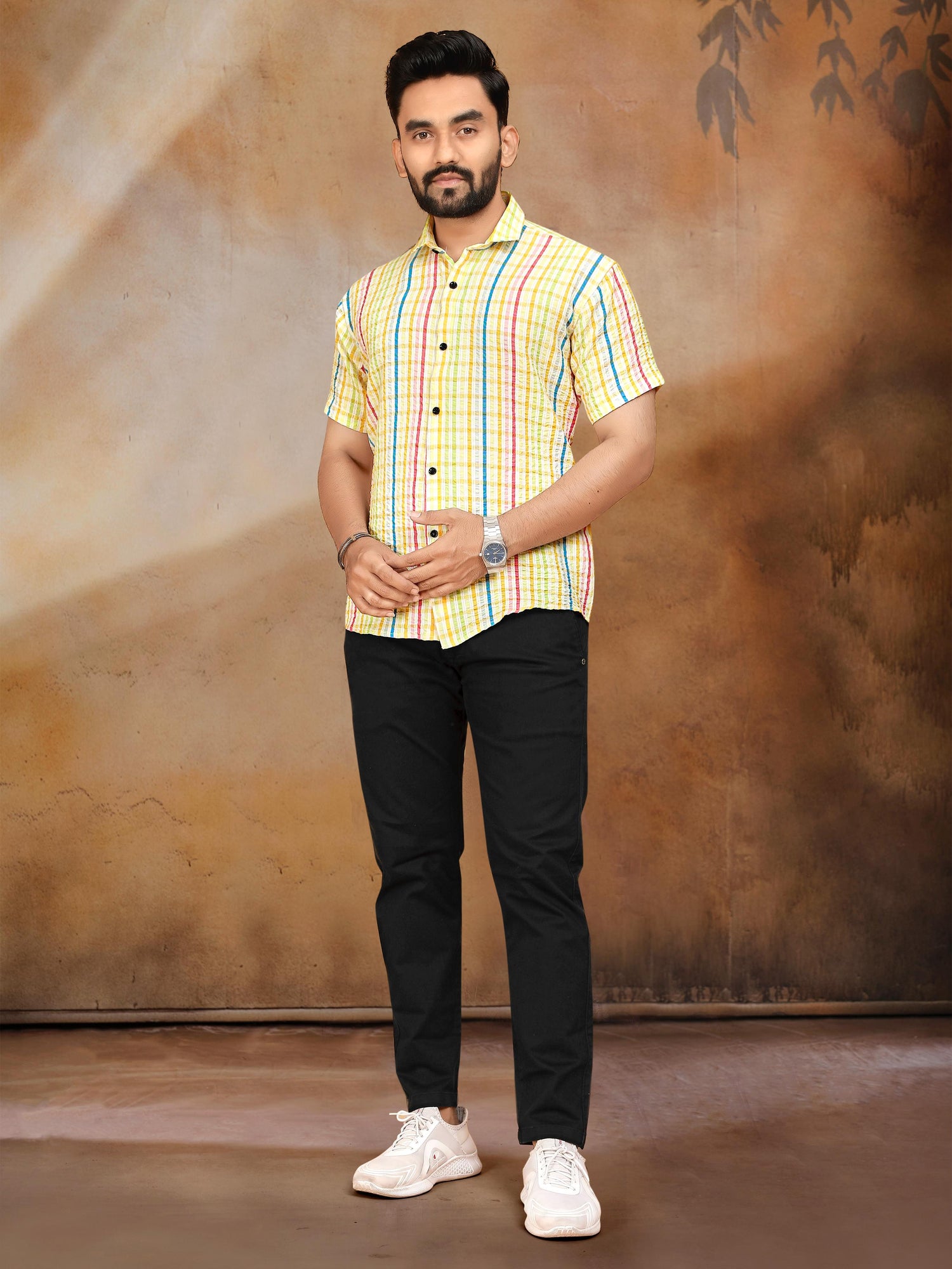 Yellow Pure Soft Cotton Printed Shirt &amp; Tunic Matching Both Couple Combo