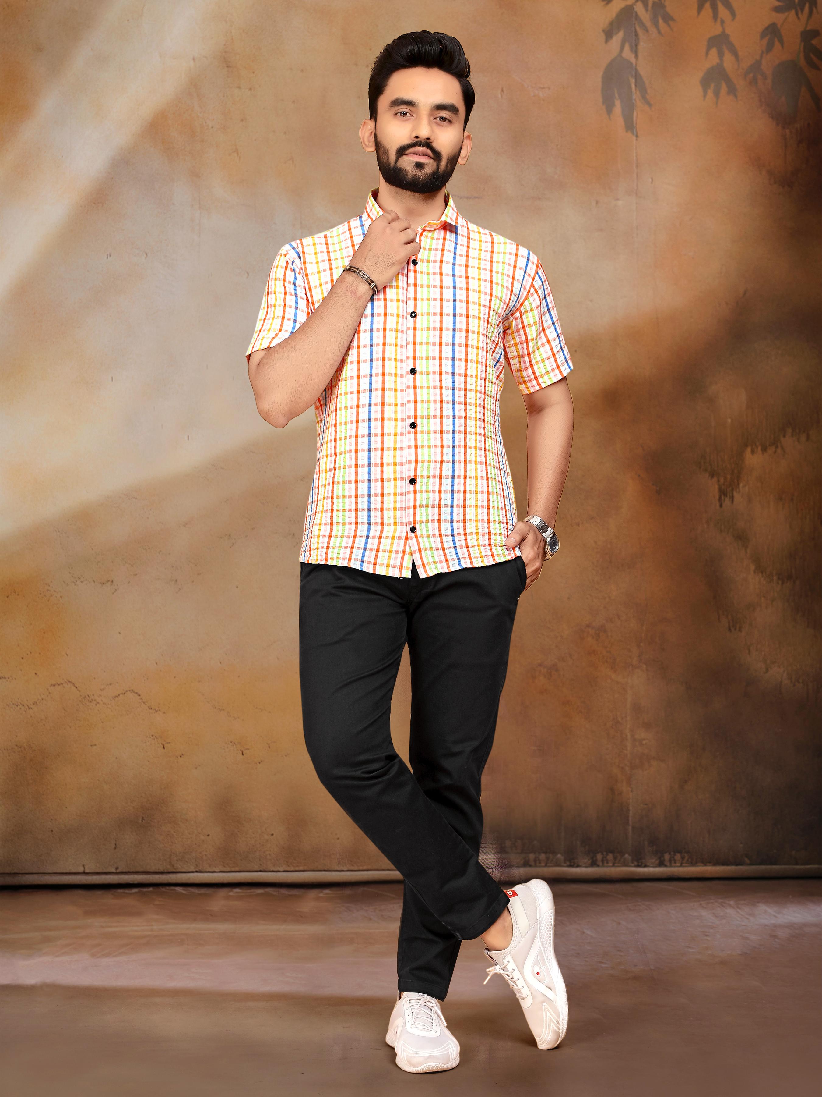 Peach Pure Soft Cotton Printed Shirt &amp; Tunic Matching Both Couple Combo