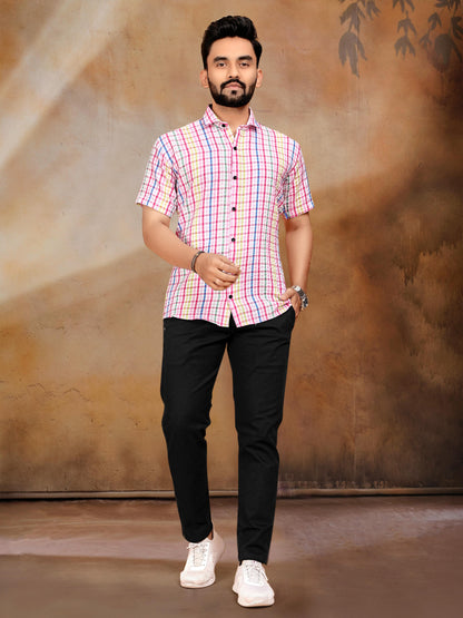Pink Pure Soft Cotton Printed Shirt &amp; Tunic Matching Both Couple Combo