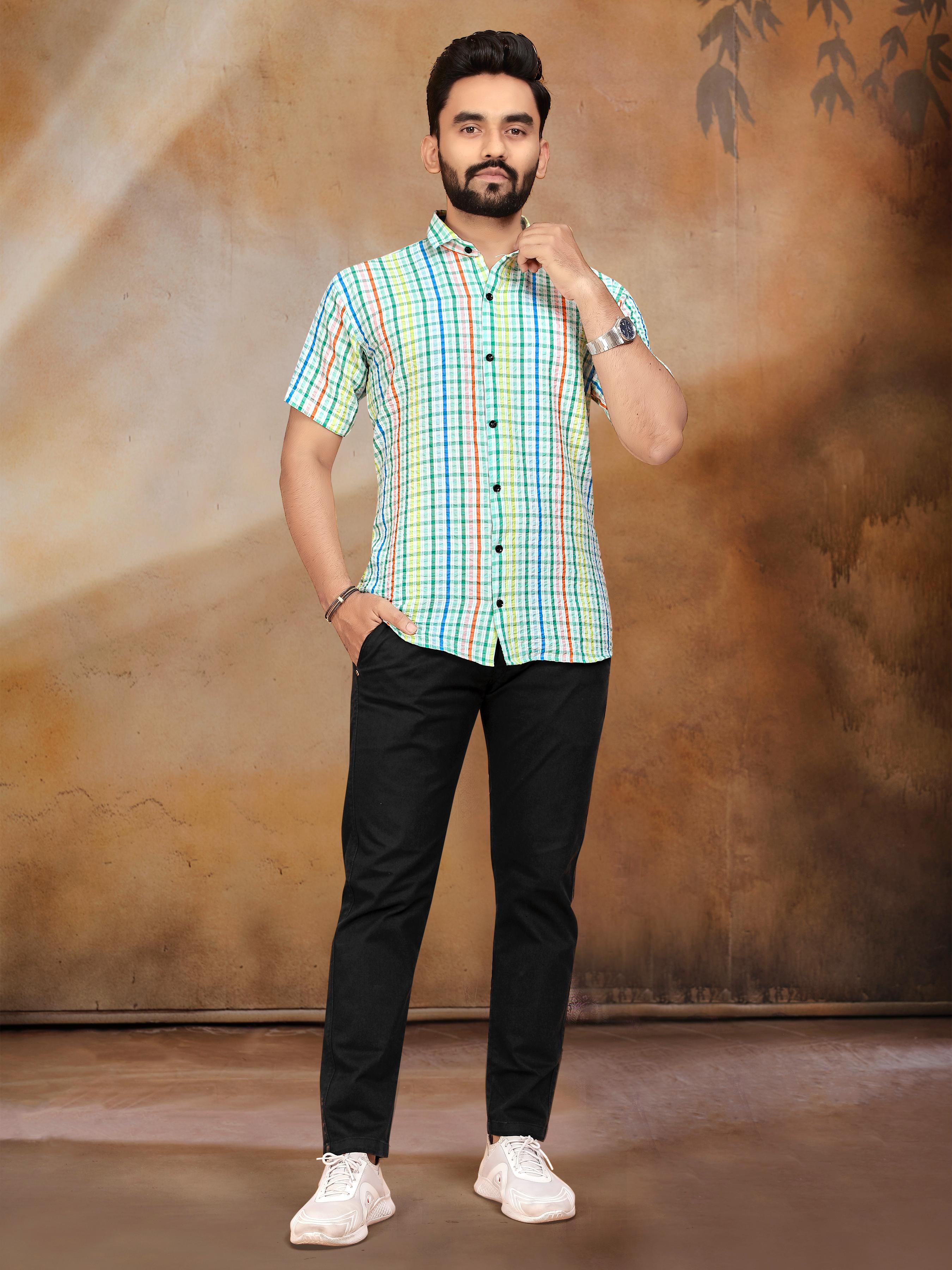 Green Pure Soft Cotton Printed Shirt &amp; Tunic Matching Both Couple Combo