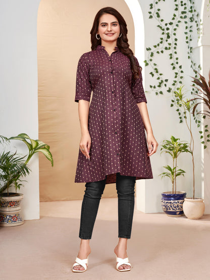 Maroon Pure Soft Cotton Printed Shirt &amp; Tunic Matching Both Couple Combo