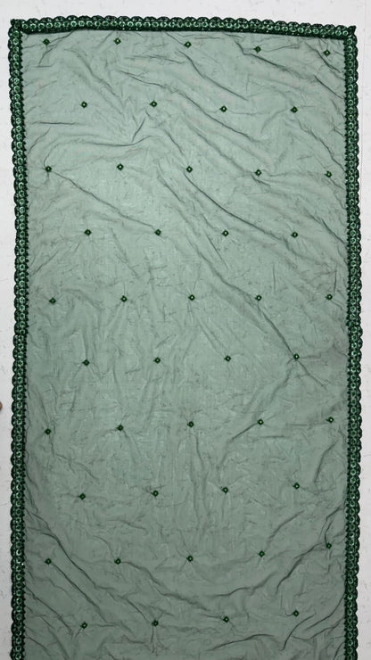 Green Pure Net Monochrome Sequins Bugle Beads Resham Thread Work Net Bridal Lehenga Choli