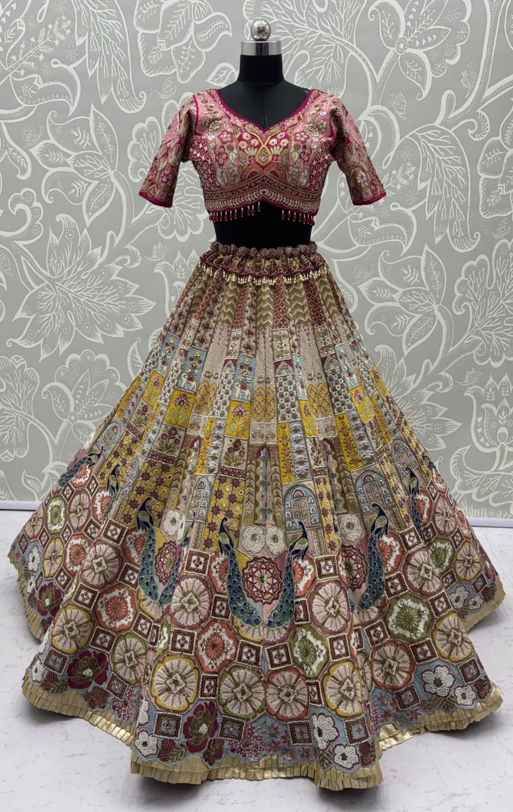 Yellow Pure Soft Gadwal Silk Heavy Embroidery Work Bridal Lehenga Choli