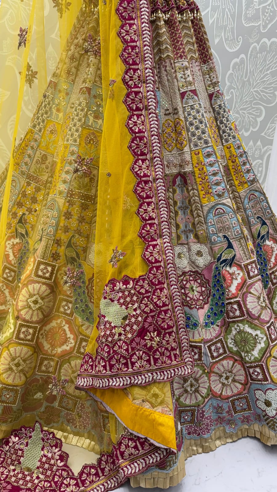 Yellow Pure Soft Gadwal Silk Heavy Embroidery Work Bridal Lehenga Choli