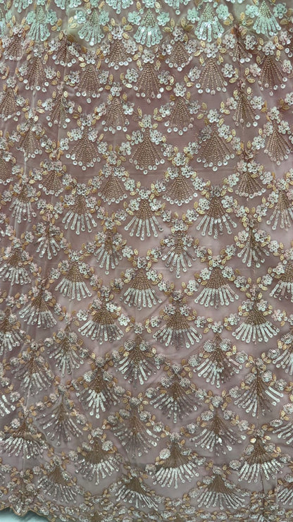 Pink Pure Heavy Net Sequins Sequins Zari Embroidery Work Net Bridal Lehenga Choli