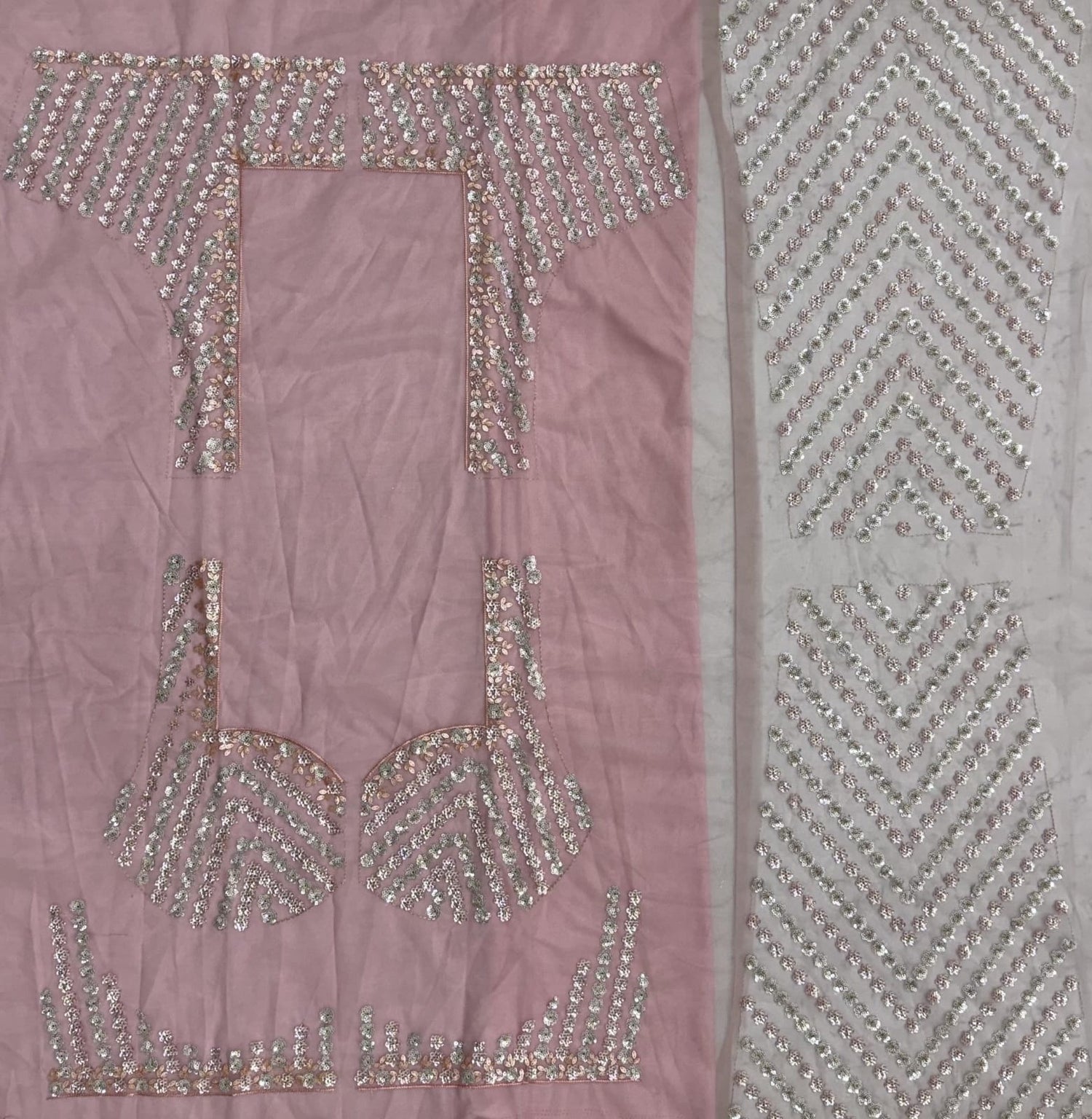 Pink Pure Heavy Net Sequins Sequins Zari Embroidery Work Net Bridal Lehenga Choli