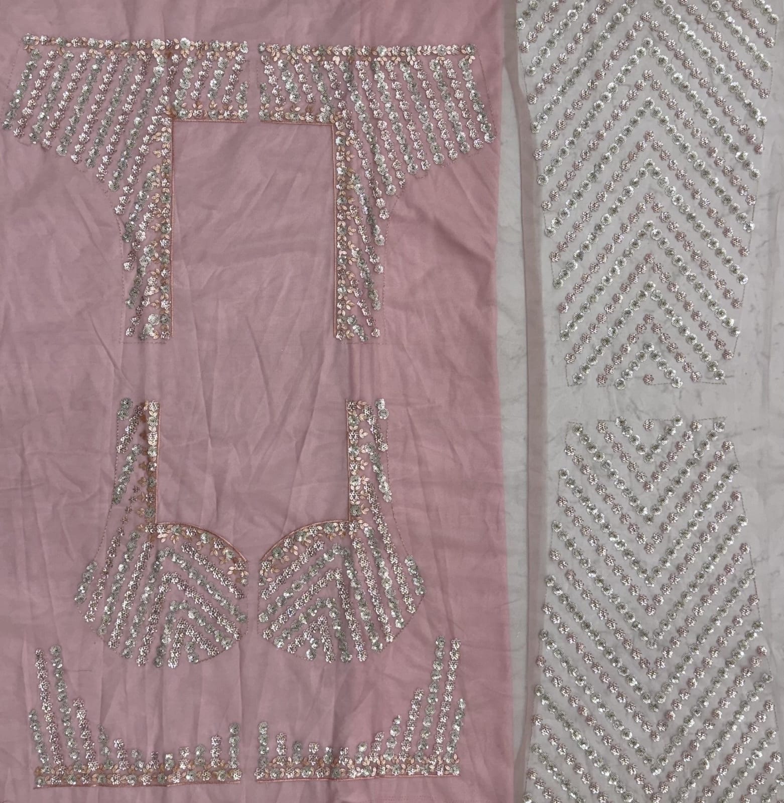 Pink Pure Heavy Net Sequins Sequins Zari Embroidery Work Net Bridal Lehenga Choli