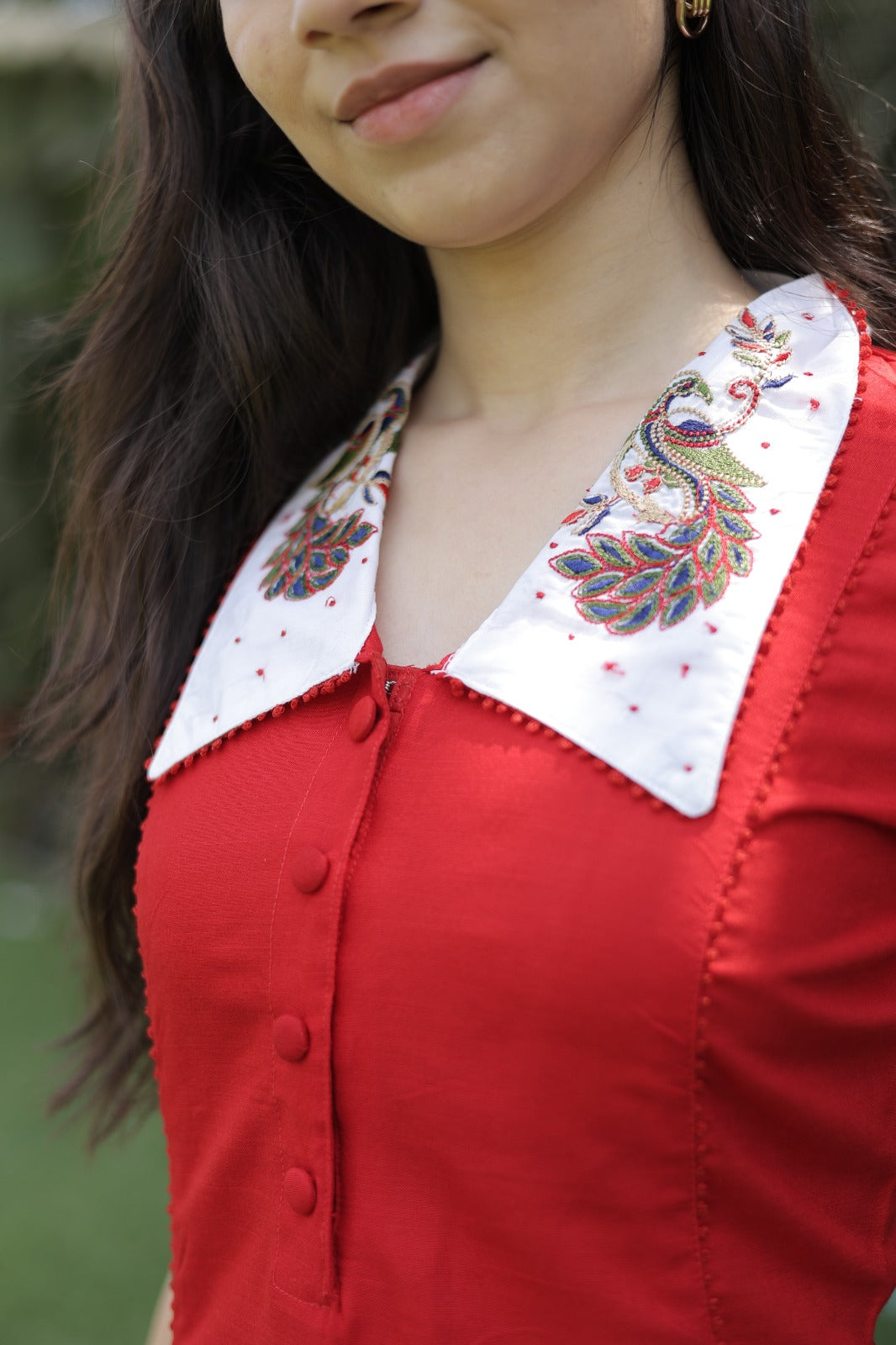 Red Pure Soft Cotton Silk Long Kurti Western Dress