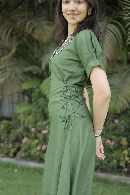 Green Pure Soft Cotton Silk Long Kurti Western Dress