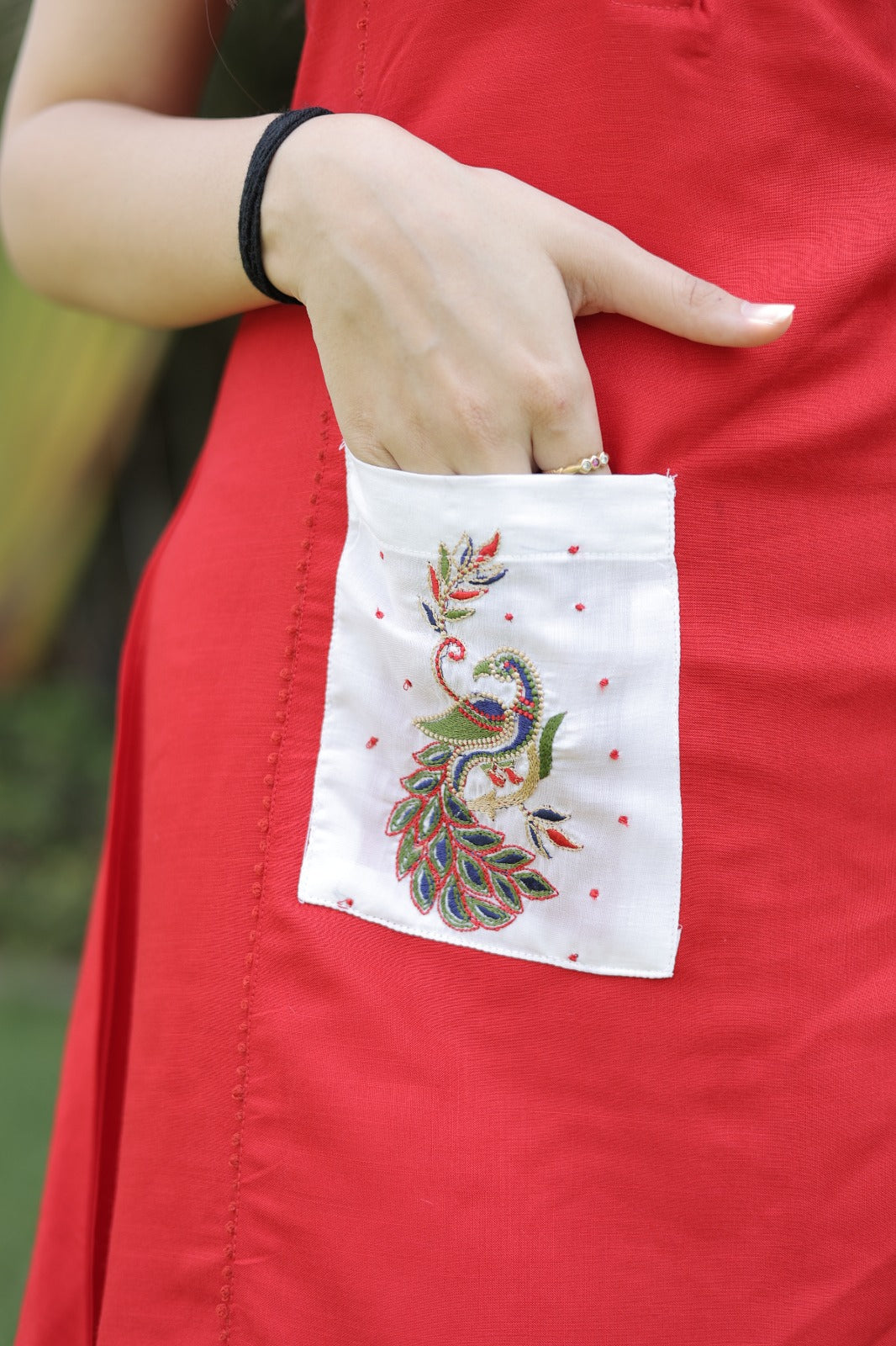 Red Pure Soft Cotton Silk Long Kurti Western Dress