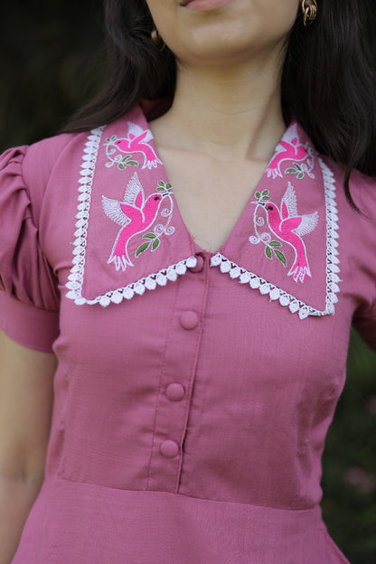Pink Pure Soft Cotton Silk Long Kurti Western Dress