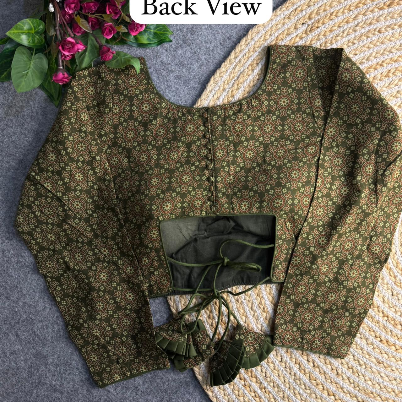 Mahendi Pure Heavy Ajrakh Cotton Long Sleeves Blouse