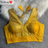 Yellow Pure Dola Soft Mina Jari V Neck Heavy Banarasi Blouse